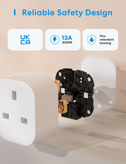 Meross Smart Wi-Fi Plug Mini, MSS110HK, 4 Pack (UK Version)