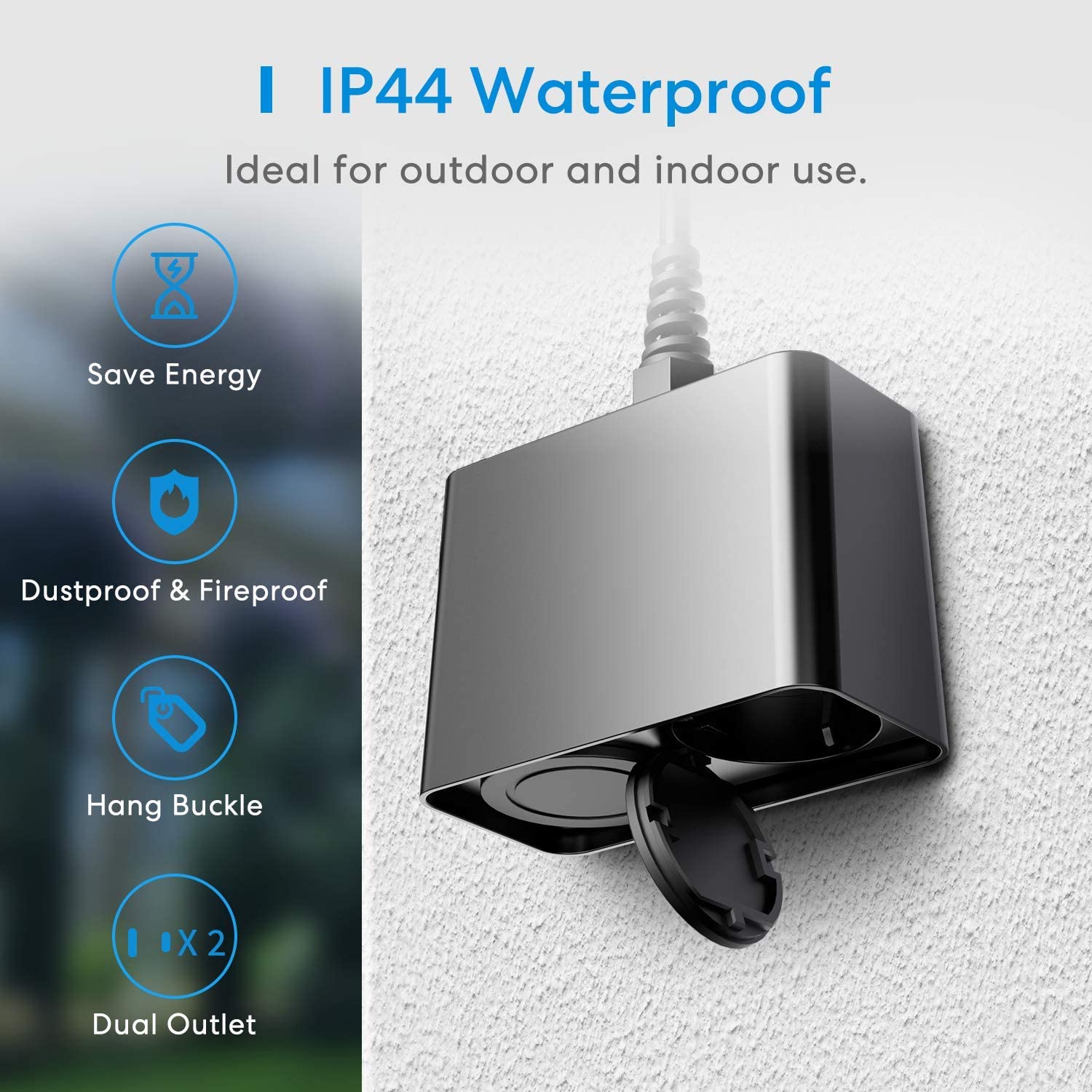 Waterproof WiFi Outdoor Smart Socket Switch Smart Plug with 2