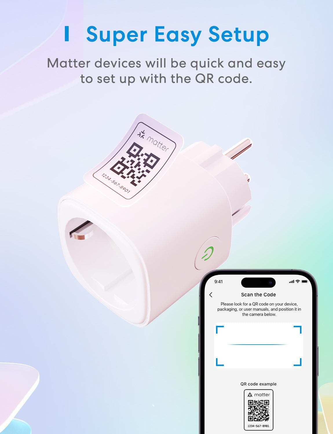 Meross Matter Smart Plug with Energy Monitor, MSS315MA, 2 Pack (EU Version)