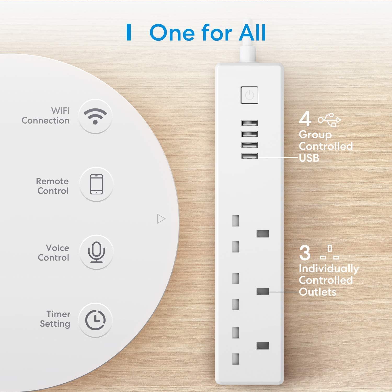 Meross Smart Power Strip, MSS425EHK (UK Version)