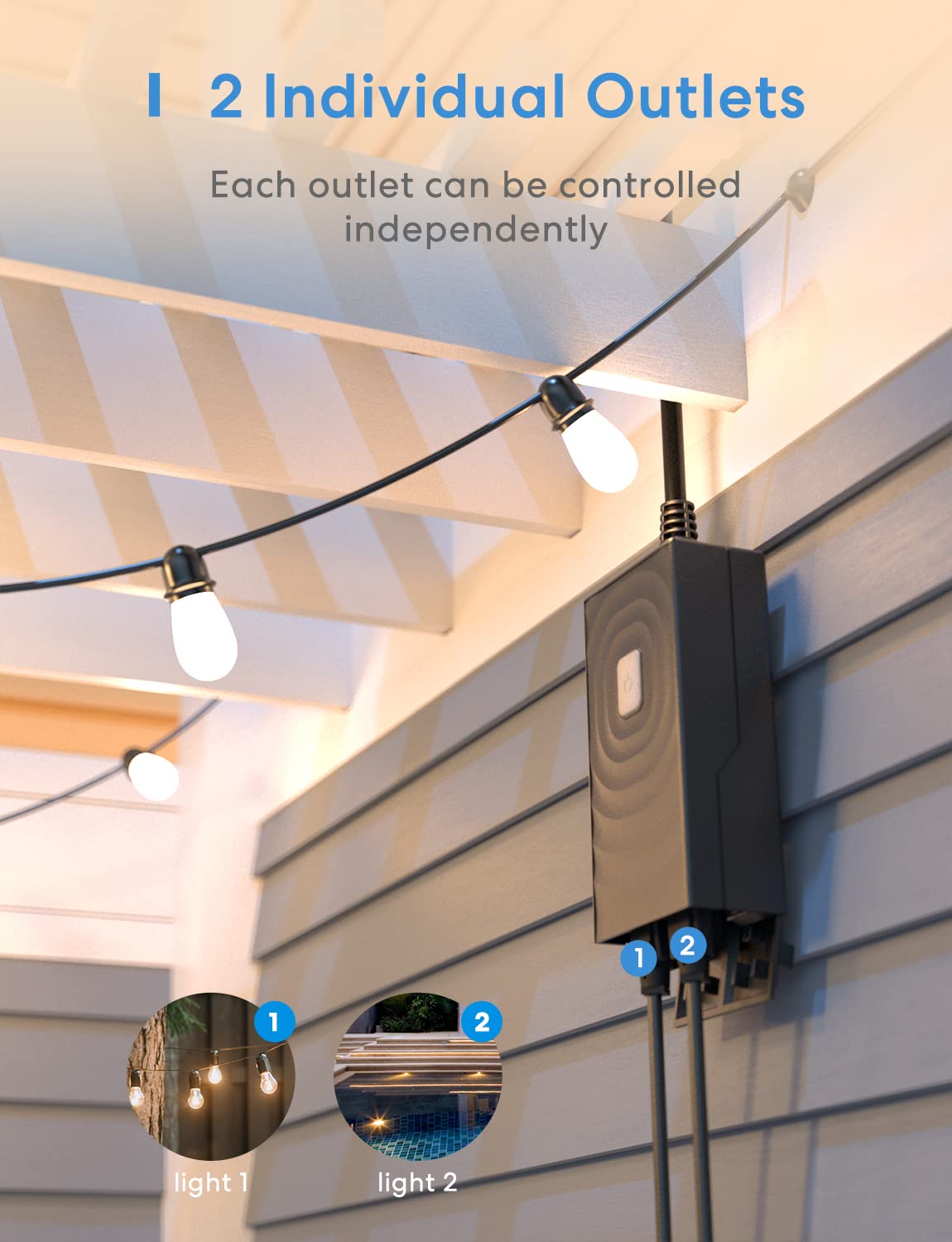 Meross Smart Outdoor Dimmer Plug for String Lights, Dimmable Bulb – Meross  Official Store