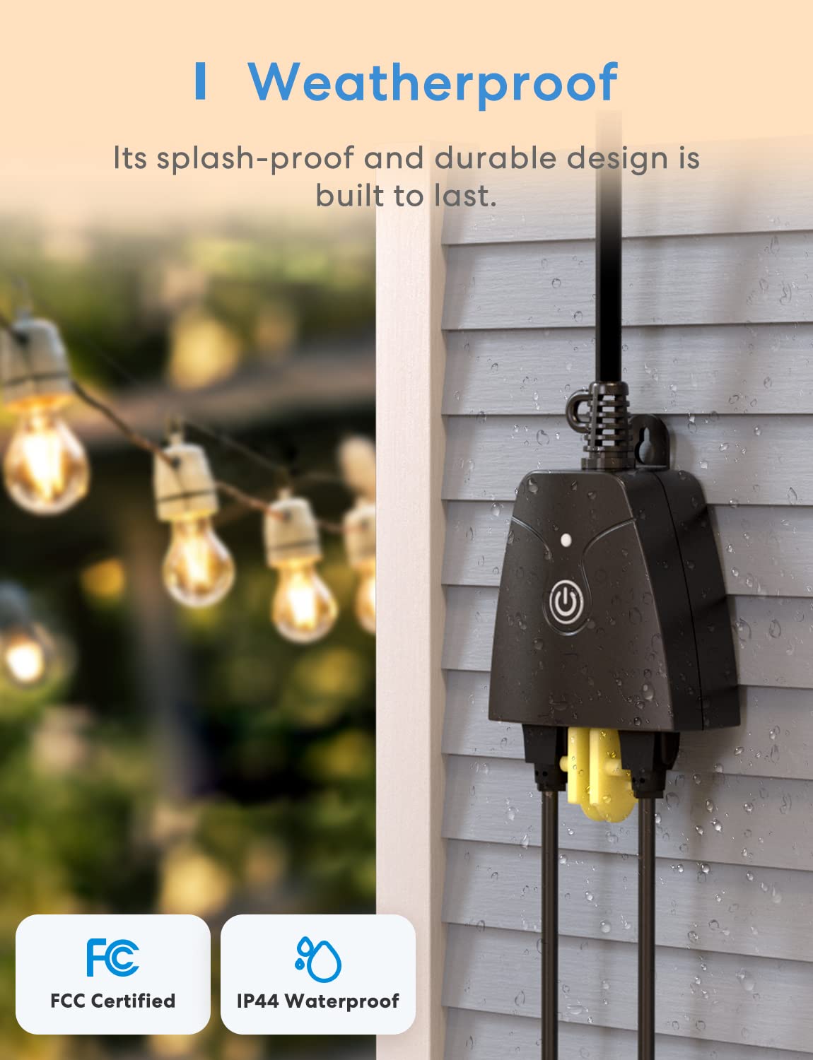 Meross HomeKit Outdoor Smart Plug Wi-Fi Outlet with 2 Grounded