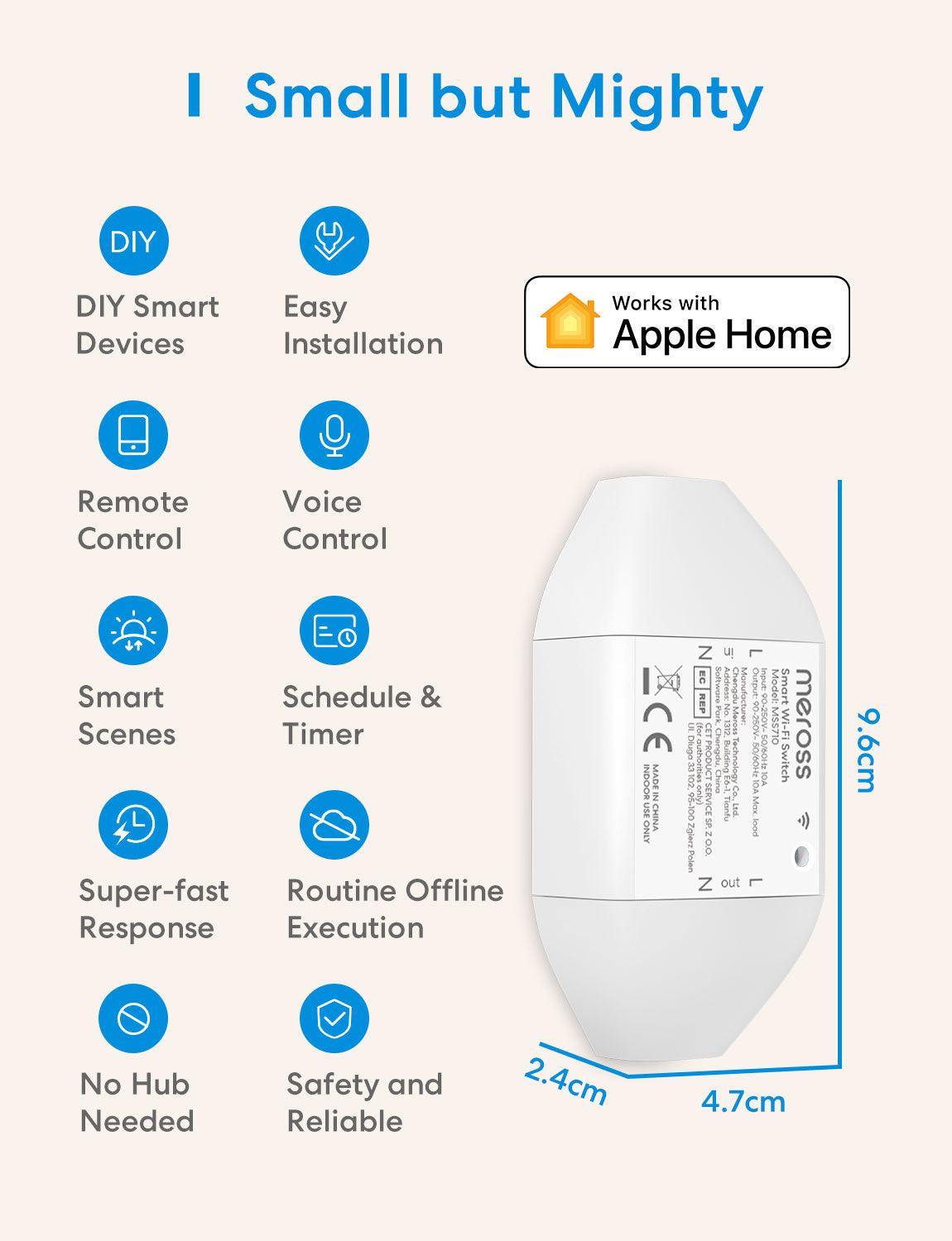 Meross Smart Wi-Fi DIY Switch, MSS710HK, 1-Pack/2-Pack/4-Pack