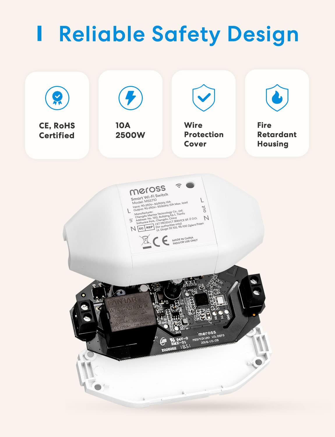 Meross Smart Wi-Fi DIY-Schalter, MSS710HK, 1er-Pack/2er-Pack/4er-Pack