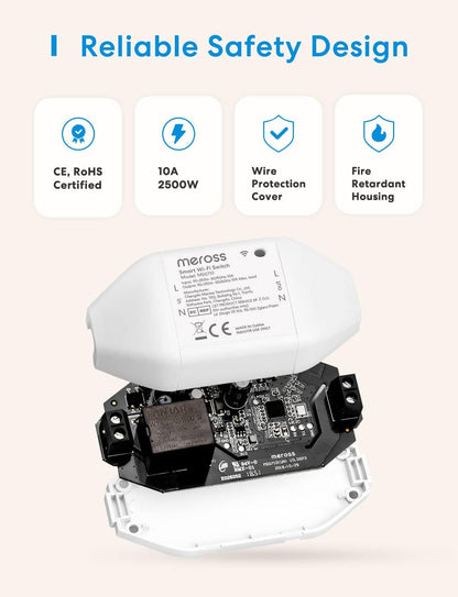 Meross Smart Wi-Fi DIY Switch, MSS710HK, 1-Pack/2-Pack/4-Pack